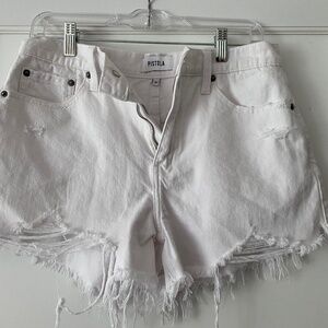 Pistola white denim cut-off shorts